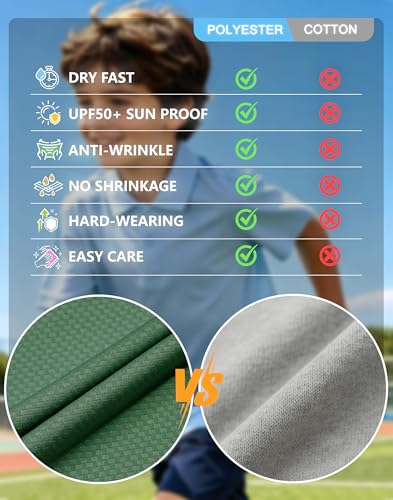 Image of MIVEI Kids' Performance School Uniform Polo Shirt Breathable UPF50+ | Youth Boys Girls Short Sleeve Golf Collared Shirts Grid Dry Fit Wrinkle Free Stretch Lightweight Cool Athletic Button Dress