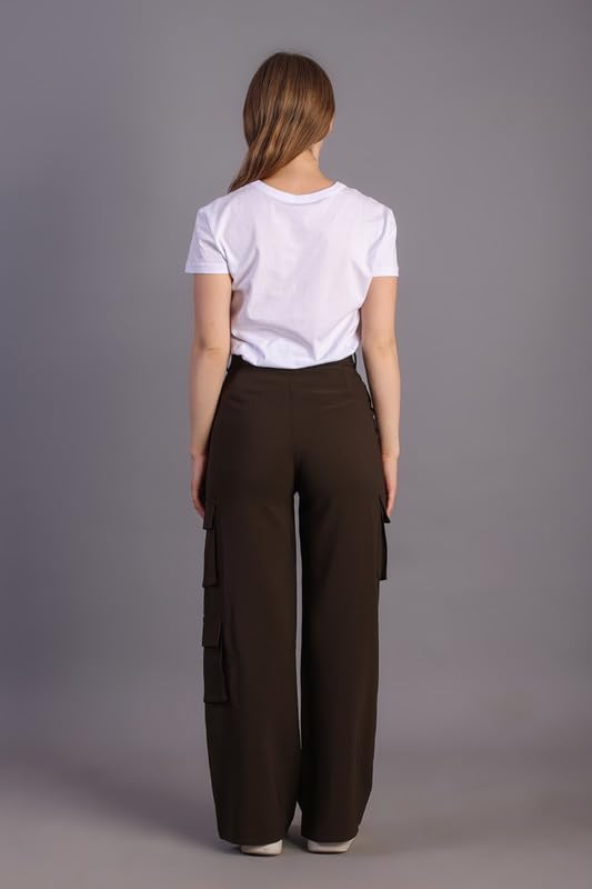 Image of HIGH Buy Women Korean 5 Pocket Cargo Comfort and Styles Baggy Super Lycra Pants for Women and Girls - Perfect High Waist Trousers for Women