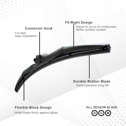 Image of ELPIS Premium Hybrid Wiper Blades for Maruti 800 | All-Season Windshield Wipers | Aerodynamic, Streak-Free & Quiet Performance | Easy DIY Installation