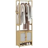 HOMCOM Perchero con Armario, Natural