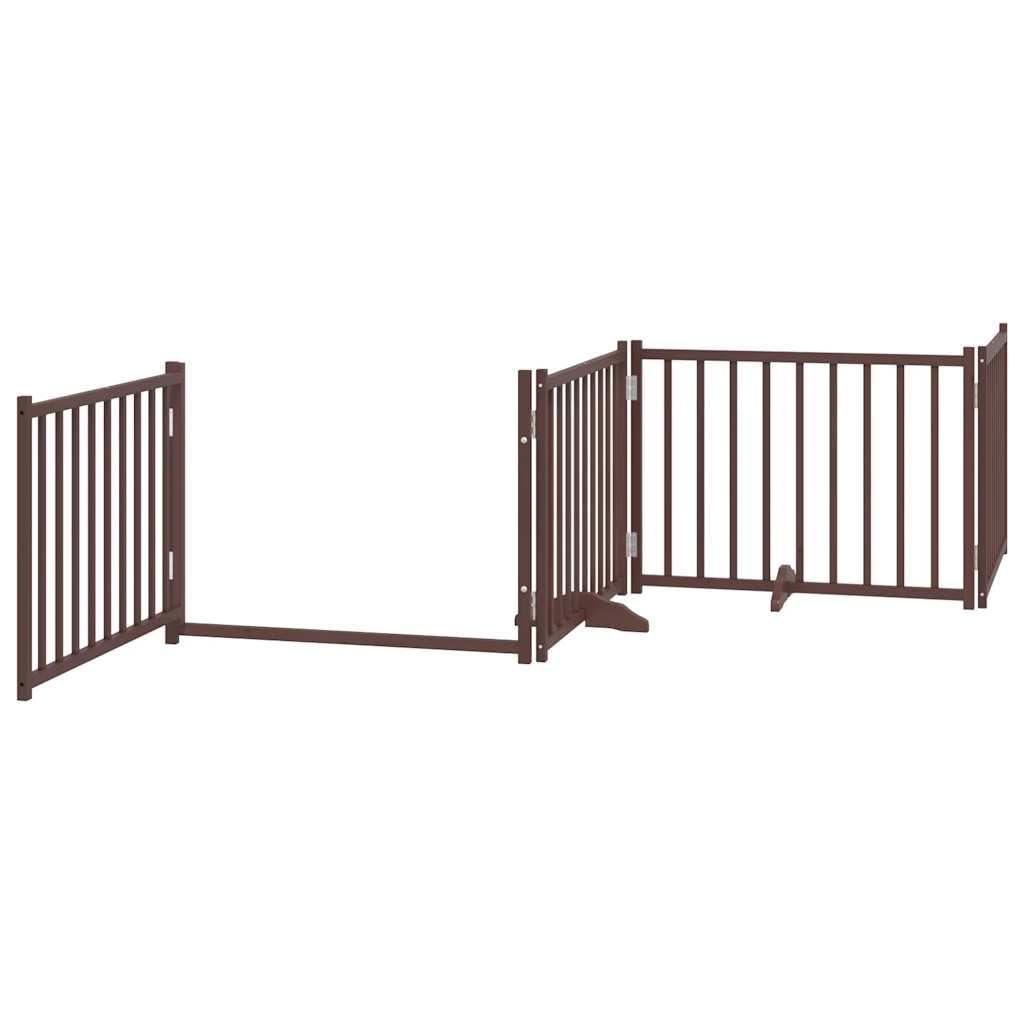 Homgoday Barrera para Perros,Barrera de Seguridad para Perros Mascotas,Valla Perros Interior Puerta de Perros Plegable 6 Paneles Madera álamo marrón 480 cm
