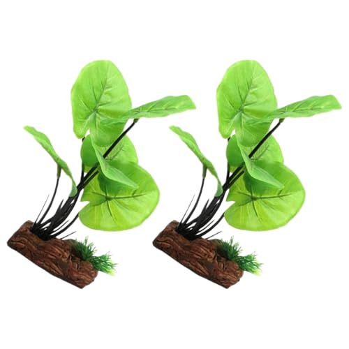 TOKIDNY 2 Piezas Plantas Artificiales para Acuario de Taro Realistas Decoración sin Mantenimiento para Acuarios de Agua Dulce y Marina