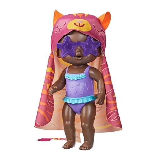 Baby Alive Bebe Dia de Sol Negra - Boneca de 25 cm, com Acessórios para Brincar na Água - F2570 - Hasbro, Roxo, azul, rosa e amarelo