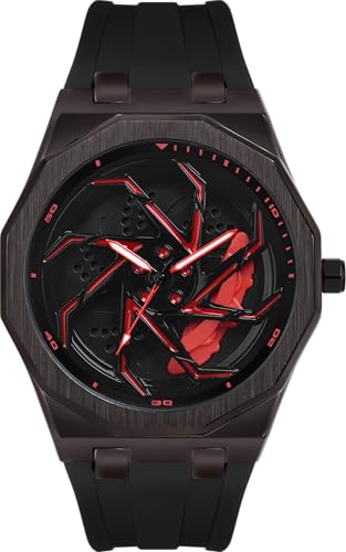 Image of ON TIME OCTUS Spinning Car Wheels Gyro Men's Sport Watch| Rotating Wheel Dial Silicone Strap Analog Luxury Watches for Boy's and Men -MN-259