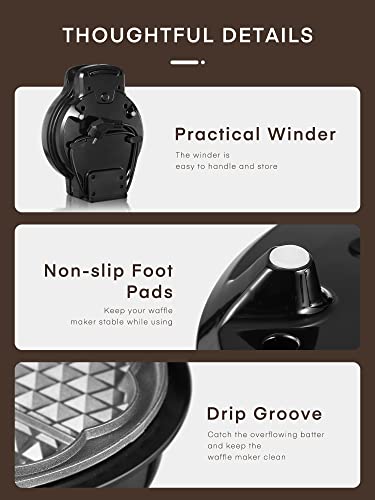 Waffeleisen für klassische Herzwaffeln, 1200 W, 19,5 cm Durchmesser, Waffelmaker mit Antihaftbeschichtung für Waffeln in… – Bild 8