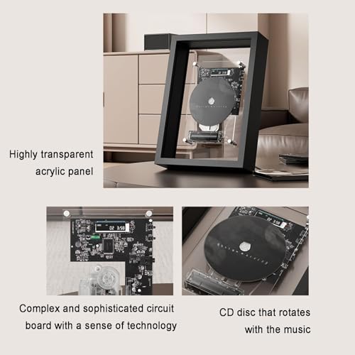 Lecteur CD mural noir suspendu avec télécommande et art dynamique - 8