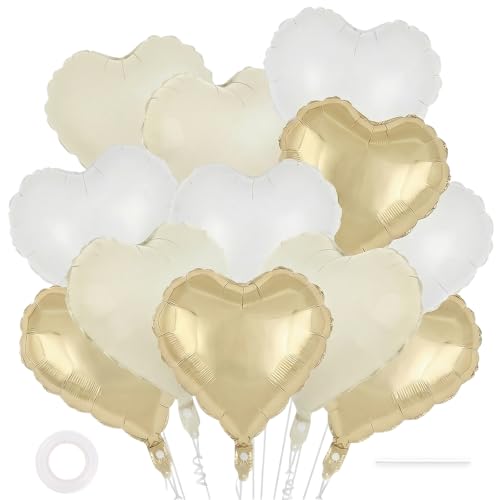 Image of 12 Pcs Colorful Heart Balloons,18 Inch Heart Foil Balloons Love Balloon Valentine Balloon for Birthday Party Wedding Engagement Party Baby Shower Valentine Day Decorations