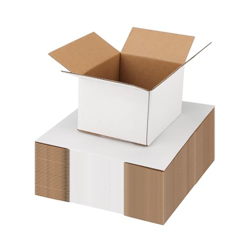 EXYGLO Paquete de 40 cajas de envío de 5 x 4 x 3 para pequeñas empresas, caja pequeña de cartón corrugado blanco para embalaje, mudanza, correo y almacenamiento
