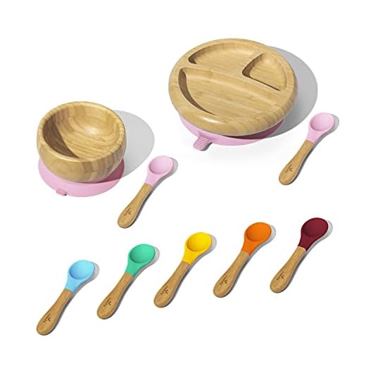 Rainbow Gift Set Pink - Baby Bowl Set + Baby Plate Set + Assorted Baby Spoons Set. Baby Registry, Home Set & More. Baby Girl, Baby Boy, Unisex. BPA Free