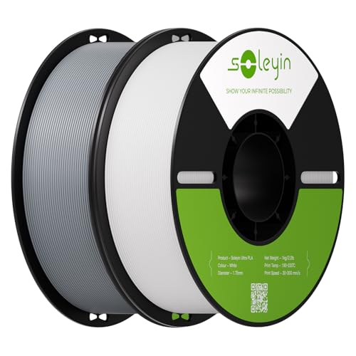 PLA Filament 1.75mm 2KG, Gray & White 3D Printer Filament 2 Pack 1kg Spool, Neatly Wound, ±0.02mm Accuracy, Strong Adhesion, High-Speed Printing, No Warping, Fits Most FDM Printers 2*1kg Whi