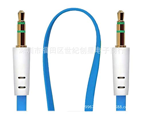 Davitu Cables, Adapters & Sockets - 1000pcs AUTO noodle Aux Stereo 3.5mm 1 m Car Male to M AUX AUXILIARY sound Stereo Audio Data Cable MP3 - (Color Name: Blue)