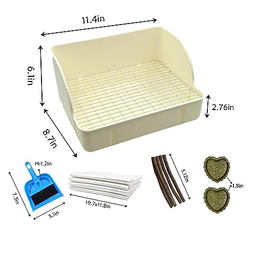 Image of Rabbit Litter Box Toilet,Bunny Plastic Square Cage Toilet with Grate Rabbits Corner Litter Bedding Small Animal Pet Bunny Box Potty Trainer Pet Pan for Guinea Pig,Ferret,Chinchilla(White)