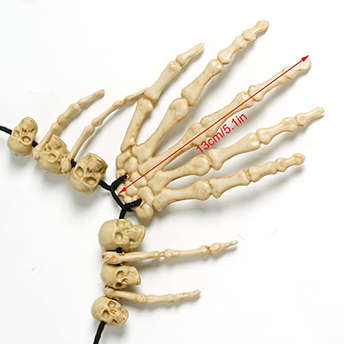 4 Pieces Halloween Skull Necklace Skeleton Necklace for Women Men Halloween Skull Skeleton Hand Bone Necklaces Head Bone Bracelet Bone Bracelet for Party Costume Accessories2