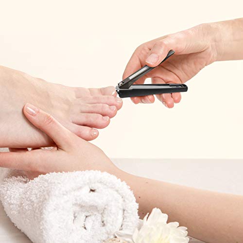 Nail Clippers, Terresa No Splash Toenail Clippers Fingernail Clipper, 2 PCS Stainless Steel Nail Cutter with Catcher for Women Men Kids Seniors, Include Nail File