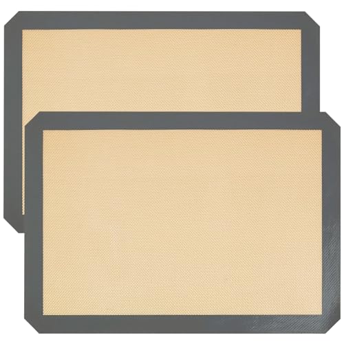 Silikon-Backmatten, antihaftbeschichtet, wiederverwendbar, BPA-frei, waschbar, Backblechmatte, hitzebeständig, Backformmatte für Mikrowelle, Backen, Macarons, Kekse, Gebäck, Brot (L: 41,9 x 29,5 cm)