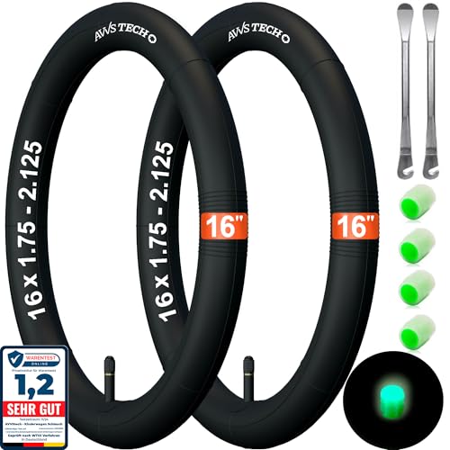 Fahrradschlauch 16 Zoll Autoventil 32 mm | 16x1.75-2.125 (47/62-305)...