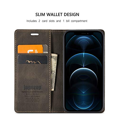 Japezop Iphone 12 Pro Max Case, Iphone 12 Pro Max Case Wallet With [Rfid Blocking] Card Holder Kickstand Magnetic,Leather Flip Wallet Case For Iphone 12 Pro Max 6.7 Inch (Coffee) #TOP1