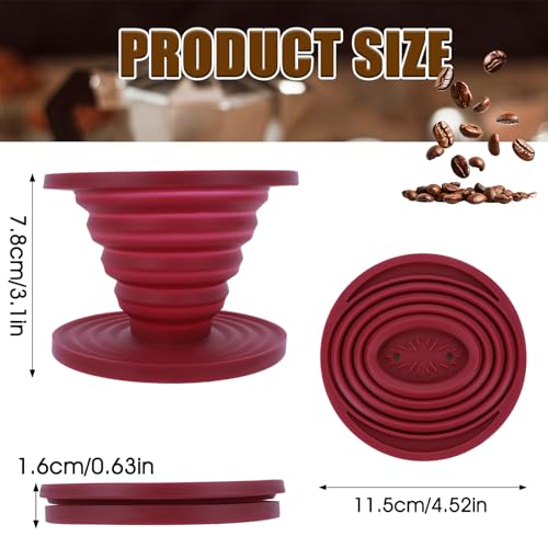 Faltbarer Kaffeefilter,Silikon Kaffee Tropfer,Wiederverwendbare Silikon-Kaffeefilter-Halter,Camping Kaffee Dripper Reisezubehör für Zuhause,Camping, Office
