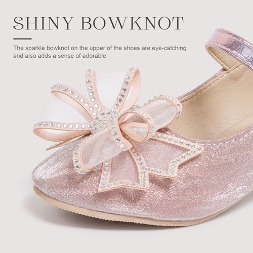 Sawimlgy Girls Sparkle Dress Shoes Toddler Glitter Princess Heels Kids Bows Mary Jane Girl Shoes for Wedding Party Dance Costume Easter3