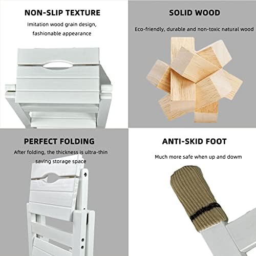 Wooden Step Stool for Adults, 2-Step Ladder for Kitchen, Bathroom, Living Room, 330lb Load Capacity