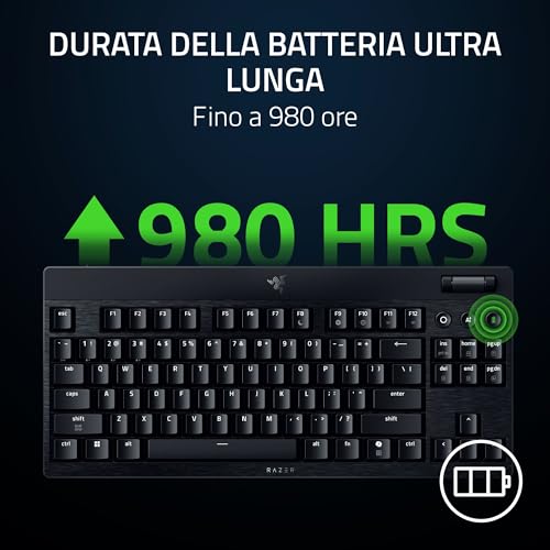 BlackWidow V4 Tenkeyless HyperSpeed Low Profile - Tastiera da gaming wireless con hot-swap (HyperSpeed e BT, Rotella multi-funzione e 3 pulsanti di controllo) Interruttore Giallo | Layout US - Tastiera gaming - Immagine 6