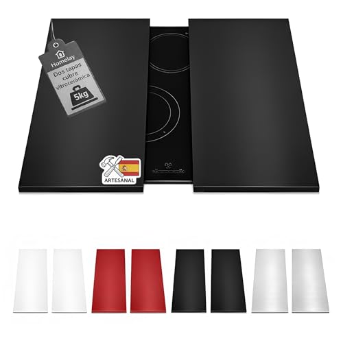 HOMELAY Tapa para vitrocerámica. Tapa cocina inducción (No GAS). 55 x 33 x 2,5 cm. Muy resistente. Hecho en España. Protector de vitroceramica, cubrevitroceramicas (2, Negro)