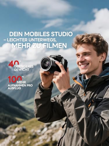 NBD 8K Digitalkamera 64MP mit Autofokus & 16X Zoom, F1.8 Nachtsicht, WiFi – Leichtes 500g Vlogging Kit inkl. 64GB Karte + 2 Akkus (Schwarz) – Bild 4