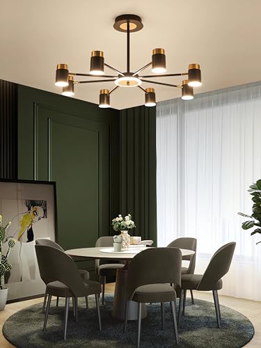 Lustre LED moderne réglable à 8 lampes noir pour salon