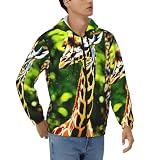 Clever Giraffe - Sudadera deportiva con capucha para hombre, diseño de jirafa, Negro -, Large