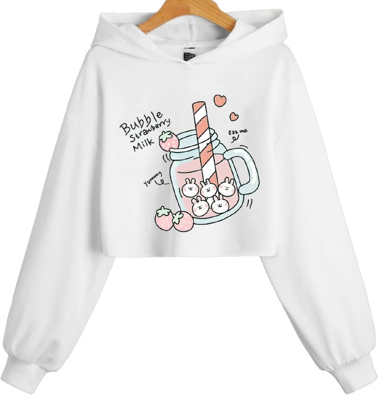absolute defense Yummy Crop Hoodie Sweatshirt Women Girl Cute Casual Stylish Latest White Black Pink Lavender Beige-picture-15