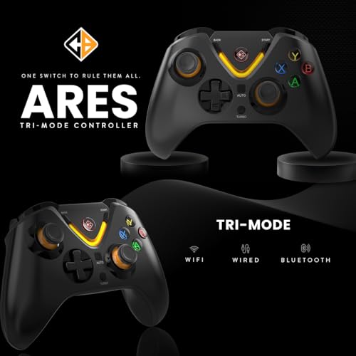 Image of Cosmic Byte Ares Tri-Mode Wireless, Bluetooth, Wired Controller for PC - 2.4GHz, Bluetooth, USB-C Wired, Hall Effect Joysticks & Triggers, Turbo, Auto Turbo,Dual Vibration, Upgraded 1000Hz Polling (Black)