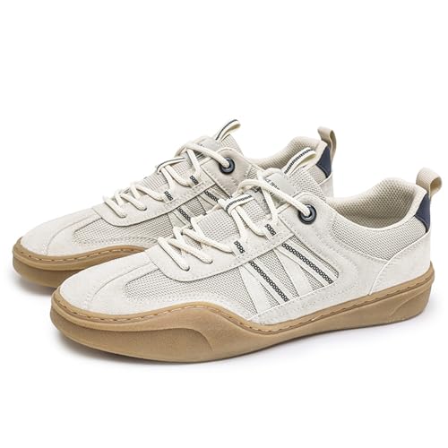 Mens Fashion Breathable Mesh Leather Lace Up Sneakers Casual Low Top Soft Beef Tendon Non Slip Sole Walking Driving Daily Shoes2