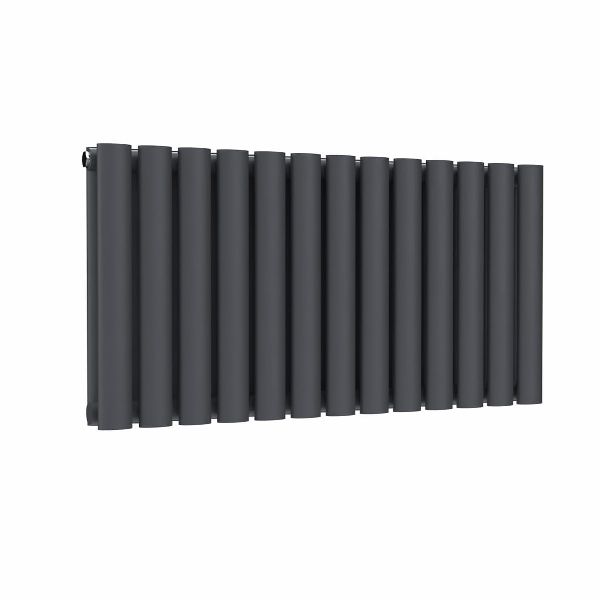 Lux Heat Anthracite Grey Oval Horizontal Double Panel Designer Radiator 400Mm (H) X 780Mm (W)