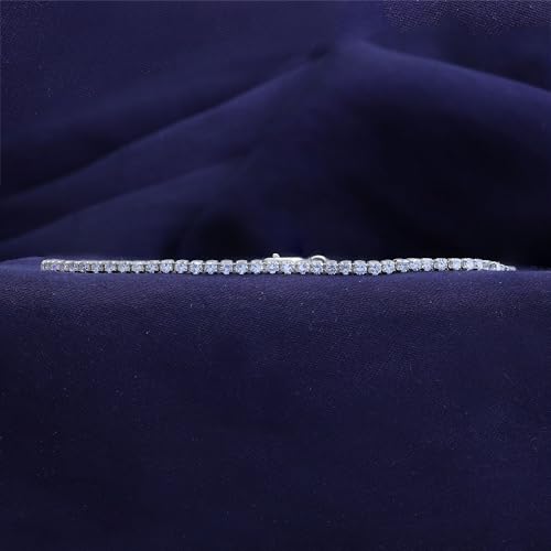 Tennis Bracelet for Women 1.10 to 1.30 Carat (ctw) Round Lab Grown Diamond Single Row Stacking Dainty Bracelets for Brides In 10K Solid Gold Or 925 Sterling Silver Jewelry Size-6.5 to 7.5 Inch 6