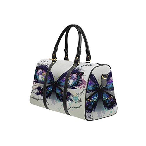 InterestPrint Unisex Duffel Bag Carry-on Bag Overnight Bag Weekender Bag Butterfly