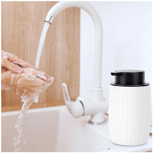 Image of Segbeauty Foaming Soap Dispenser Ceramic, 10.8oz White Foam Hand Soap Dispenser for Bathroom, 320ml Refillable Lotion Dispenser Bottle with Foaming Pump, Empty Liquid Containers for Kitchen