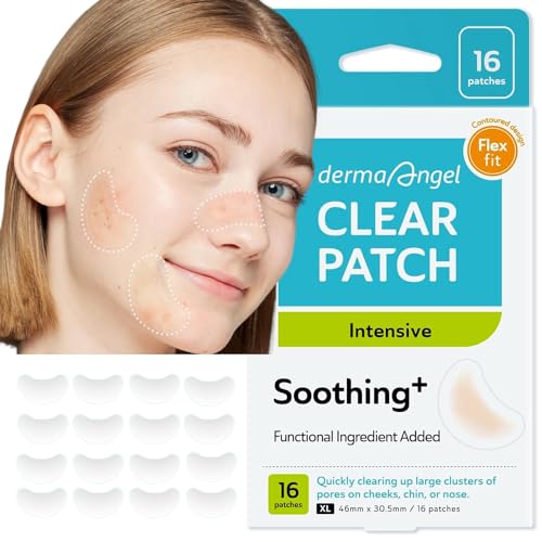 DERMA ANGEL Large Pimple Patches for Nose Chin and Forehead Pores Breakout and Spot Treatment - Acne Patches for Face Hydrocolloid Acne Patches Zit Patches for Face Big Pimple Patches - 16 Patches XL