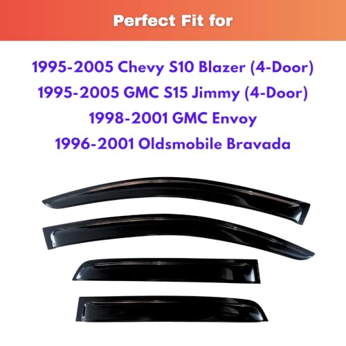 Image of KPY Rain Guards Fit for 1995-2005 Chevy S10 Blazer /GMC S15 Jimmy, Out-Channel Window Visors Vent Wind Deflectors 4PC, Car Accessories for 98-01 GMC Envoy, 96-01 Oldsmobile Bravada (4-Door)