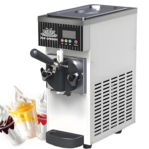 Macchina per Gelato Soft per Uso Commerciale e Domestico, 4-5 kg/h, Schermo LCD Touch, autopulizia, Sistema di preraffreddamento, da banco, Design Professionale in Metallo,White-220V