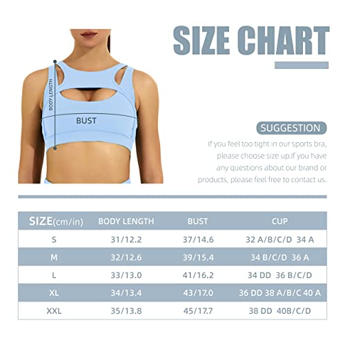 Jkboo Womens Sports Bras, High Support White Sports Bras For Women Padded Push Up Workout Gym Bra With Removable Cups(Wx2802 Baby Blue M) #TOP5