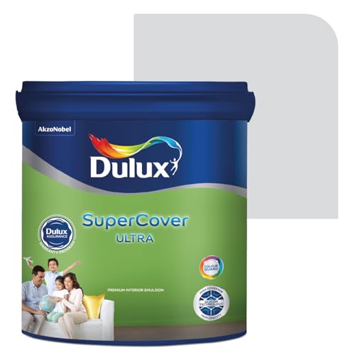 Image of Dulux SuperCover Ultra - Premium Interior Emulsion Paint For Walls and Ceilings | Smooth Matte Finish | Durable, Long-Lasting Paint with Extra Coverage, White (1L, White Wisteria, 4 Years Warranty)