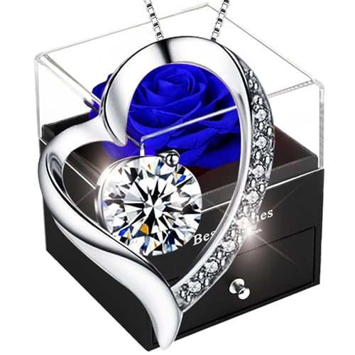 SWEETIME Infinity Rosen Blaue Rosen Geschenkbox mit 925er Sterling Silber...