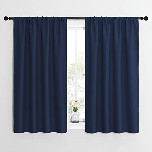 Nicetown Kitchen Curtains, Short Blackout Curtains & Drapes, Thermal Insulated Blackout Curtain Panels For Kids Room, Play Room (Navy, 42" Wide By 54" Long, 2 Pcs) #TOP25