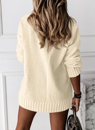 Image of Womens Loose Sweaters Sexy V Neck Long Sleeve Solid Knitted Jumper Pullover Sweatshirt Tops