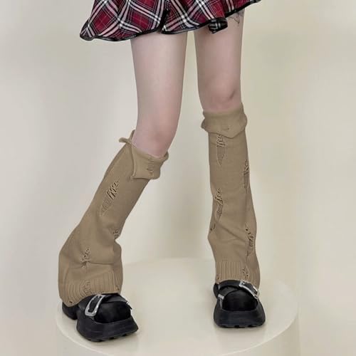 Image of SherryDC Womens Y2k Knit Leg Warmers Harajuku Japanese Long Boot Socks Kawaii Lolita Winter Leg Cover