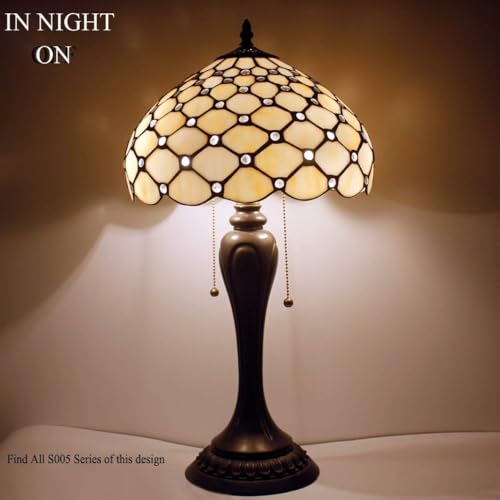 Image of WERFACTORY Tiffany Lamp 21 Inch Stained Glass Table Lamp Desk Reading Light