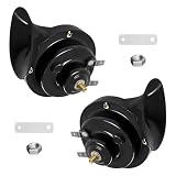 Rdxcv 2 Pcs Super Loud Train Horn, 12V Waterproof Car Raging Sound Electric Snail Double Horn Replacement Kit, Universal High Tone Air Horns For Motorcycles Trucks Bikes Boats (Black)