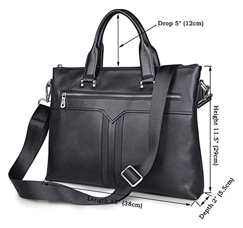 DHAEY Business Briefcase Handbag, Simple Business Bag Leather Briefcase Shoulder Messenger Satchel Cowhide 15inch2