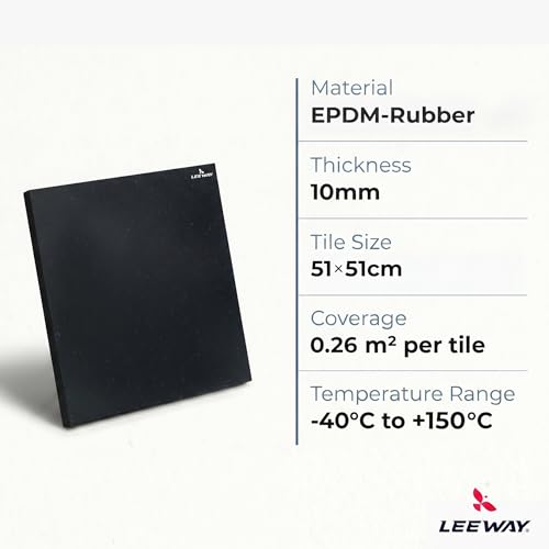 Image of Leeway Gym Mats for Floor | EPDM (Set of 4, 10mm, 20 inchx20 inch) Black with Blue Flecks| Gym Floor Mat Rubber for Heavy Workout | Matt for Home Exercise | | Yoga Rubber Tiles, Kids Rooms Heavy Duty Sheet