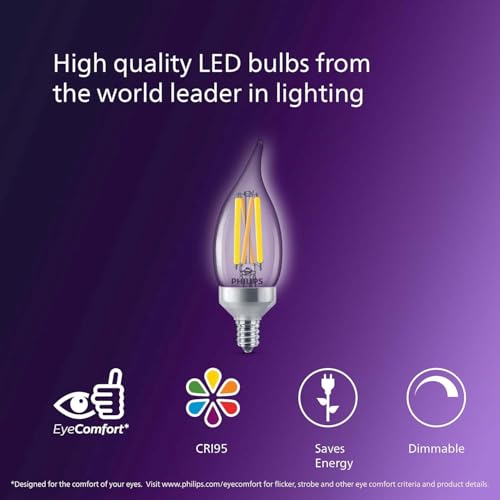 Image of PHILIPS LED 75W BA11 E12 or E26 Adapter Base 3-Pack Ultra Definition Daylight (5000K) 700 Lumen (5.5W = 75W) Dimmable Flicker-Free Candelabra Light Bulbs